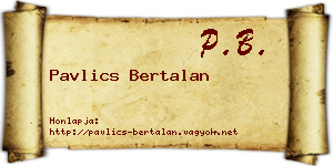 Pavlics Bertalan névjegykártya