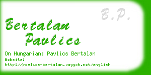 bertalan pavlics business card